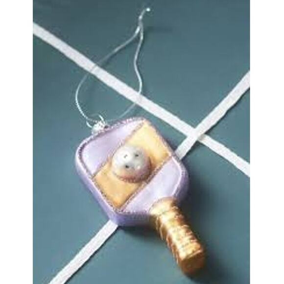 Anthropologie Pink Pickleball Glass Ornament - Picture 1 of 1